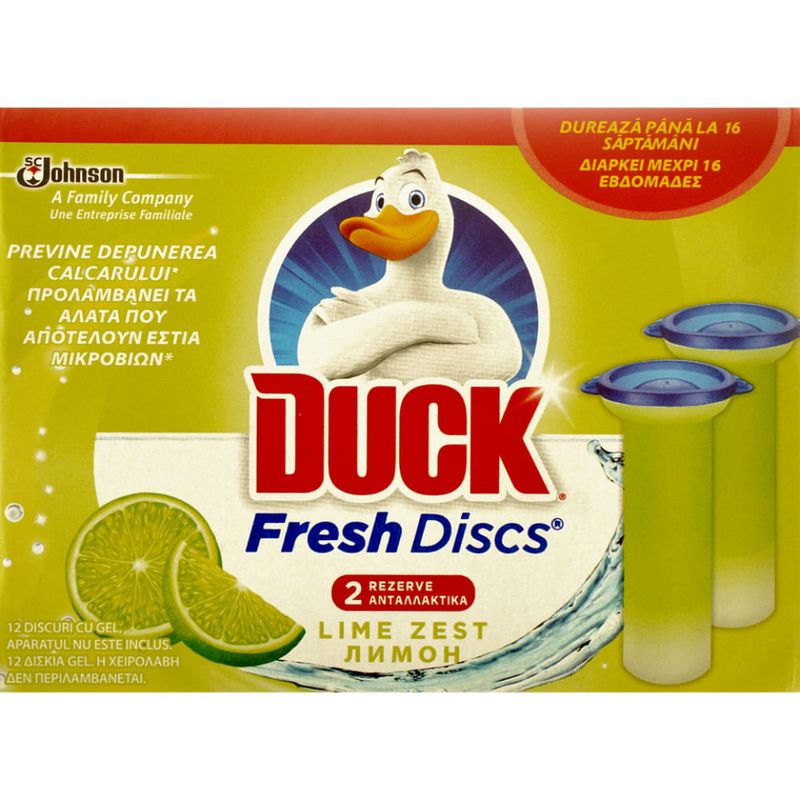 Rezerve odorizant pentru toaleta Duck Fresh Discs Lime, 72 ml