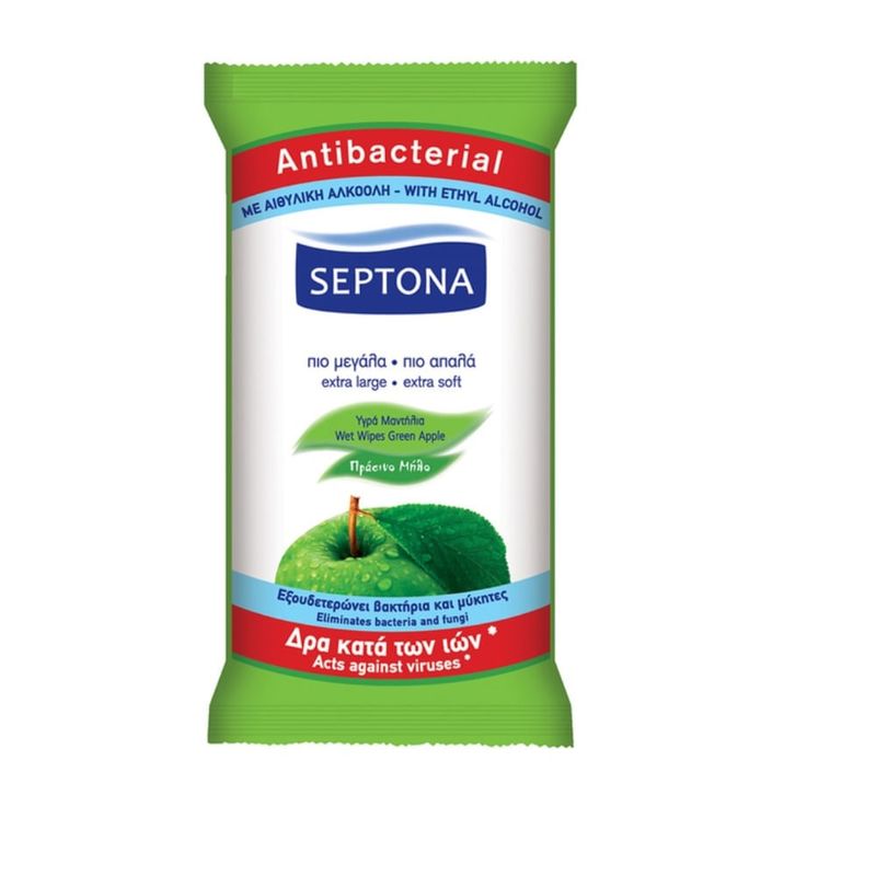 Servetele umede antibacteriene Septona, parfum de mar verde, 15 bucati