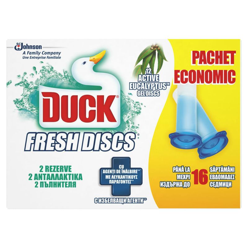 Odorizant pentru toaleta Duck Fresh Discs Active Eucalyptus, 2 x 36 ml