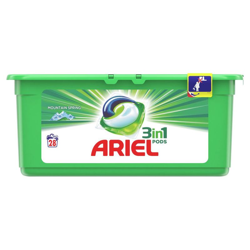 Detergent capsule Ariel 3in1 Pods Mountain Spring, 28 spalari