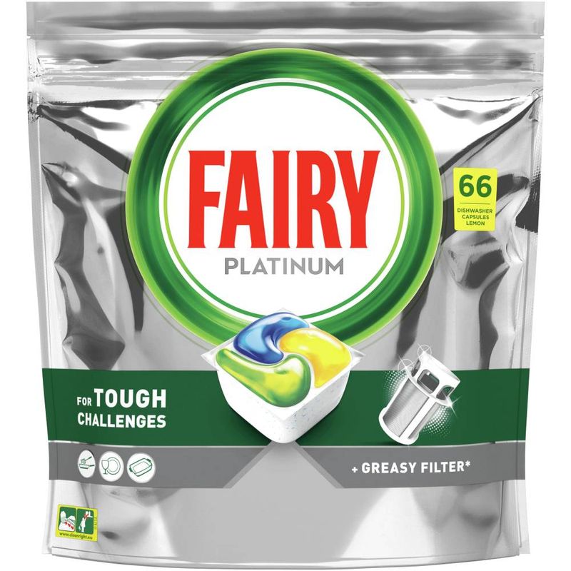 Detergent de vase capsule Fairy Platinum, 66 bucati