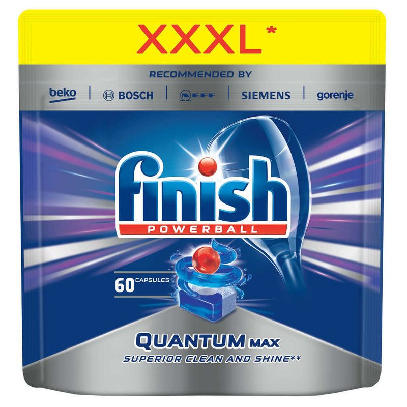Detergent pentru masina de spalat vase Finish Quantum Max, 60 tablete