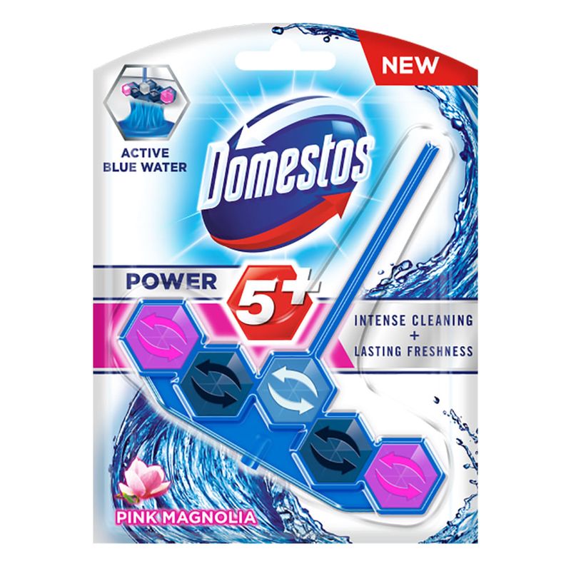 Odorizant pentru toaleta Domestos Power 5+ Blue Water Pink, 53 g