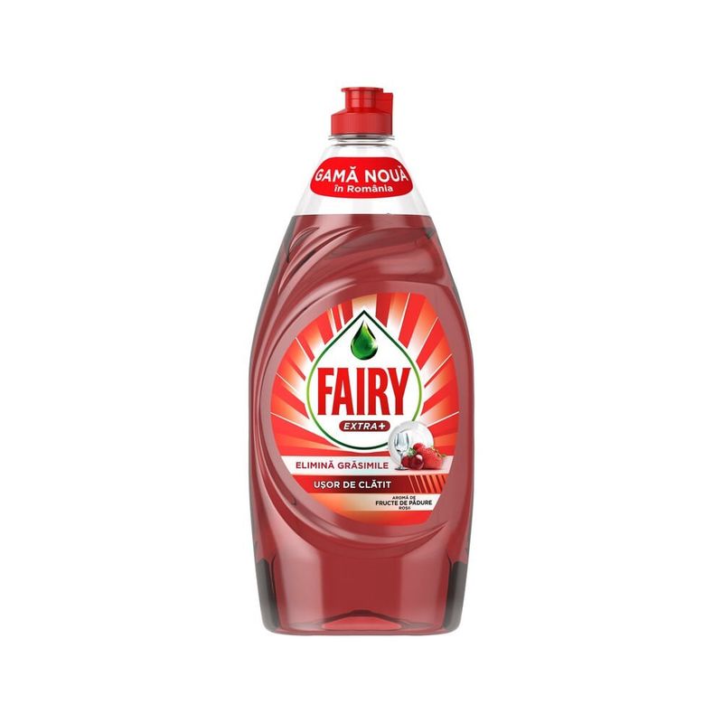 Detergent de vase Fairy Extra+, Fructe de padure rosii, 900 ml