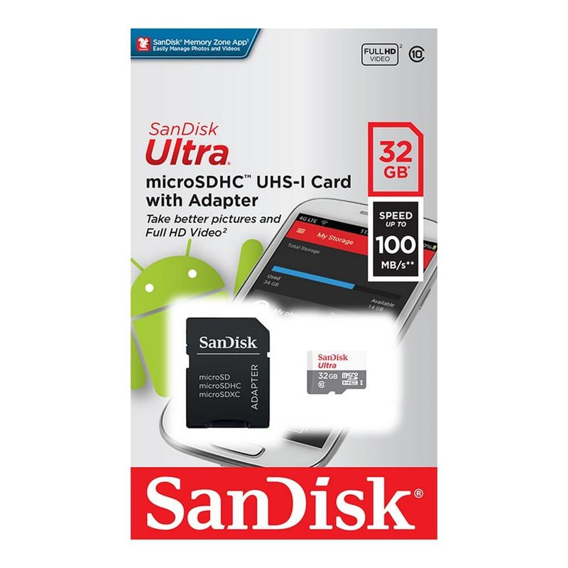 Card  MircroSD Sandisk, Ultra, 32GB, 100MB