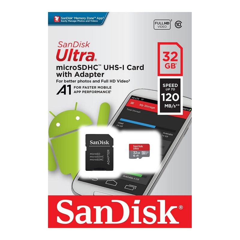 Card  MircroSD Sandisk, Ultra, 32GB, 120MB