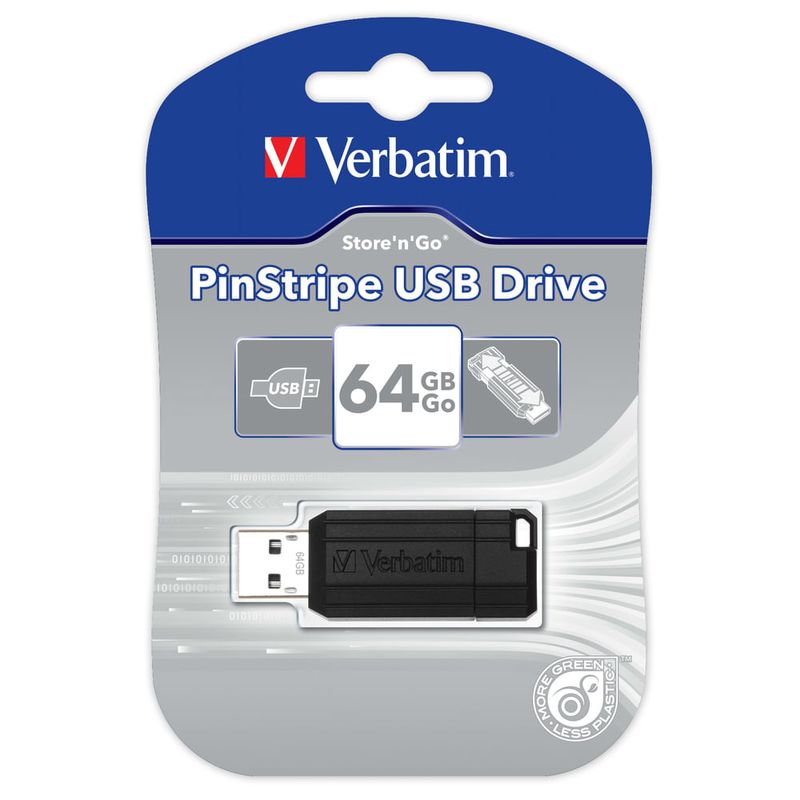 Stick de memorie Verbatim PinStripe USB 2.0 cu capacitatea de 64GB