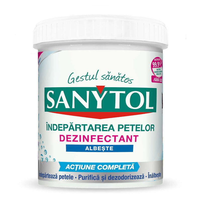 Dezinfectant pudra Sanytol pentru indepartarea petelor, 450g