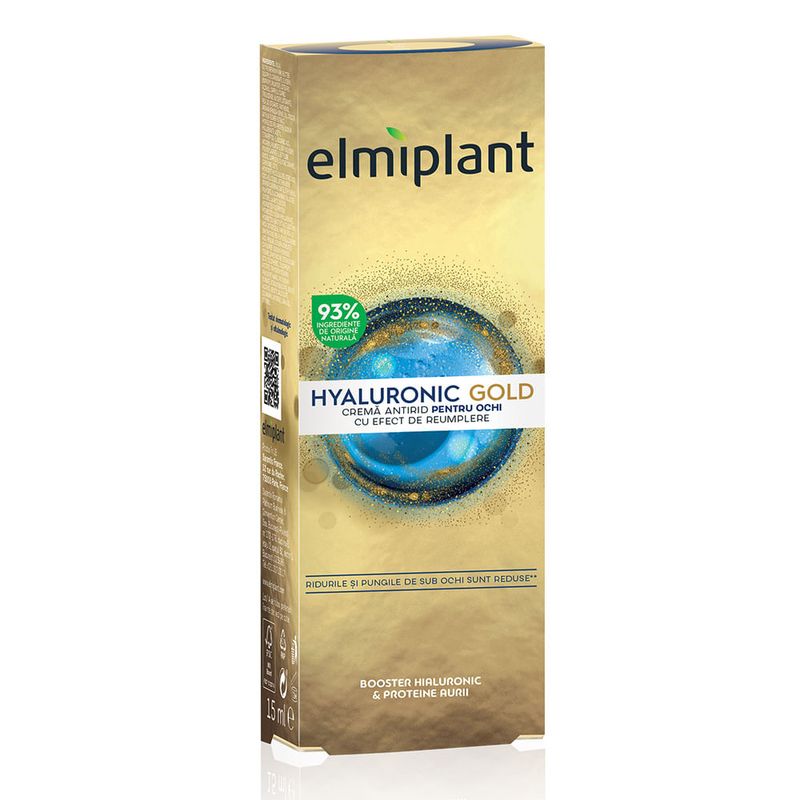 Crema pentru ochi Elmiplant Hyaluronic Gold, 15 ml