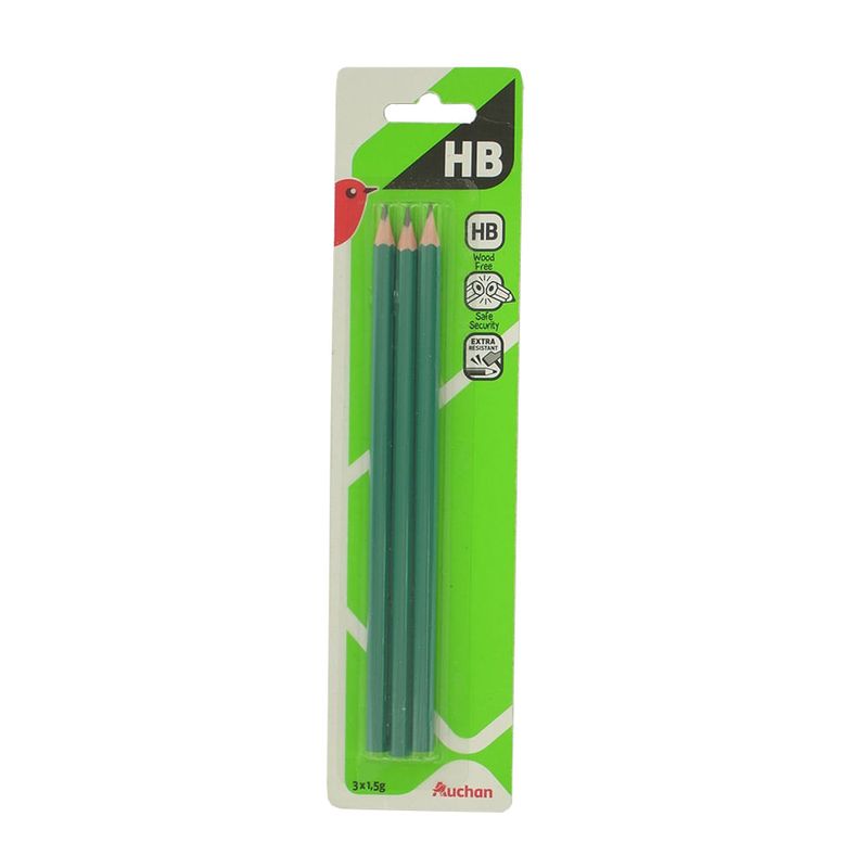 Set 3 creioane HB grafit Auchan