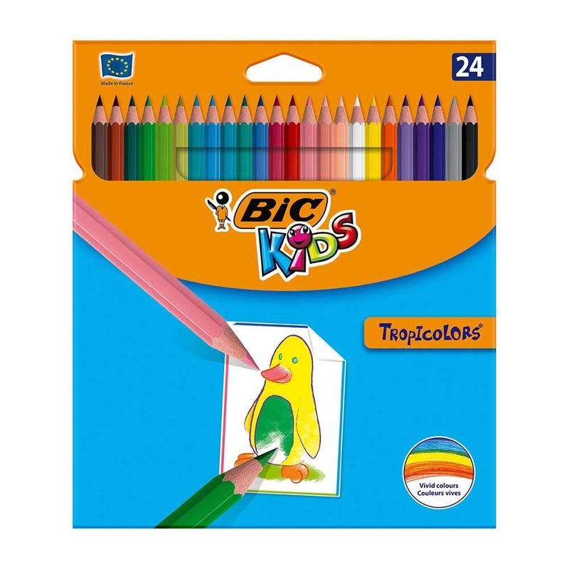 Set creioane colorate Bic Tropicolors, 24 bucati