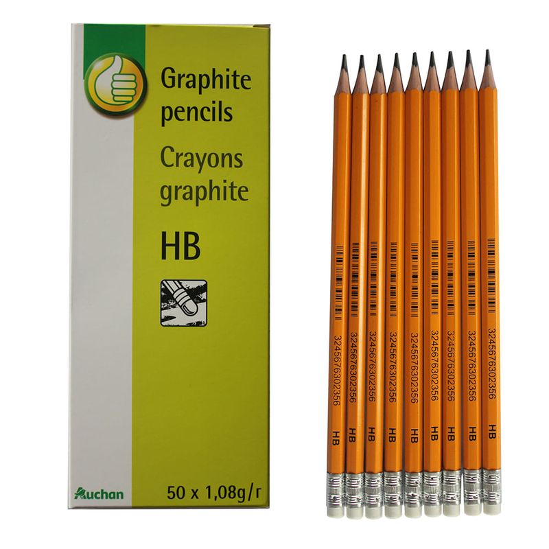 Creion Auchan cu mina din grafit si radiera