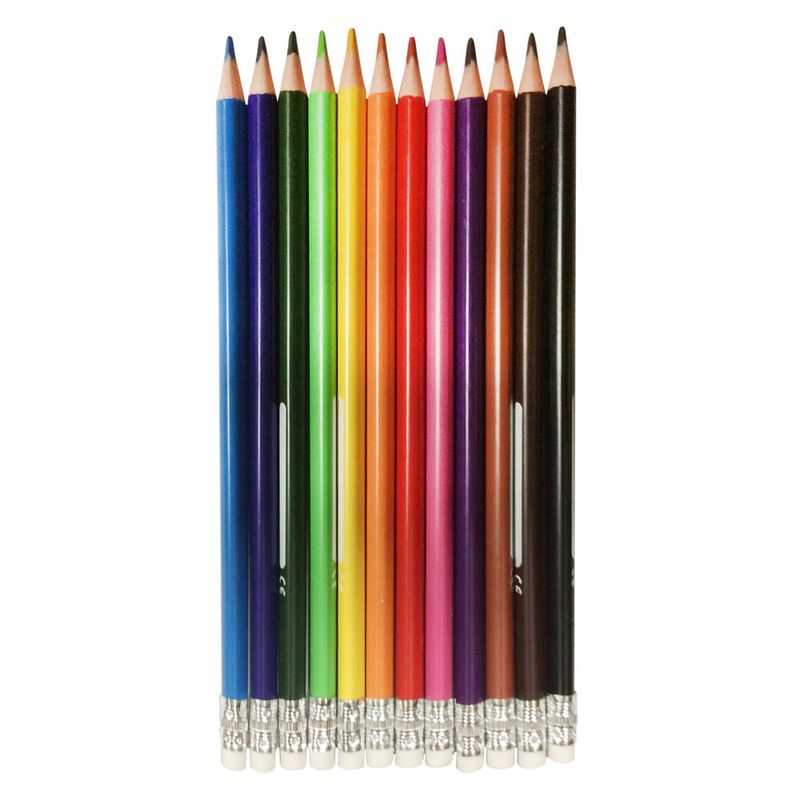 Creioane colorate Auchan cu radiera, 18 bucati