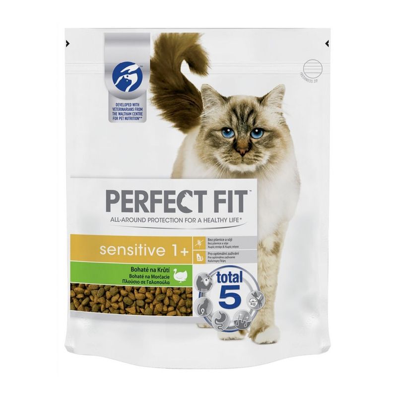 Hrana uscata de curcan pentru pisici sensibile adulte 1+ Perfect Fit, 1.4Kg