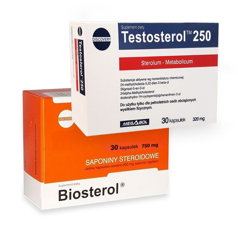Pachet Megabol Biosterol 750 mg, 30 cps plus Testosterol 250, 30 cps, stimulare testosteron si hormon de crestere, inhibare estrogen