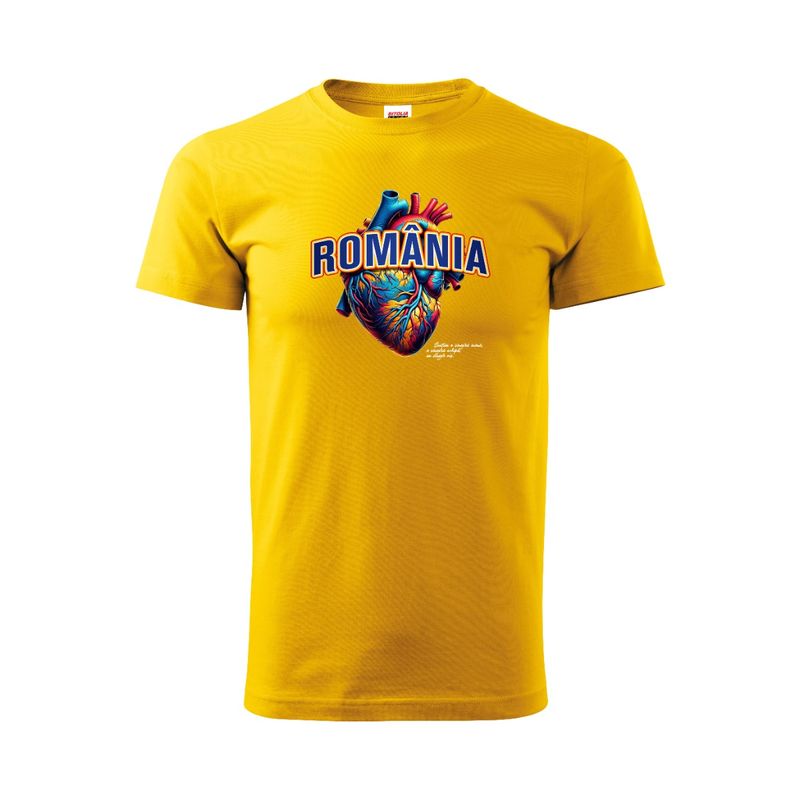 Tricou ROMANIA Inima Galben-L