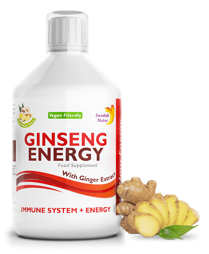 Ginseng Energy 2000 Mg cu Ginseng Siberian + Panax Ginseng + Ghimbir + Vitamine – Energie si Vitalitate – Produs Vegan –  500 ml swedish nutra