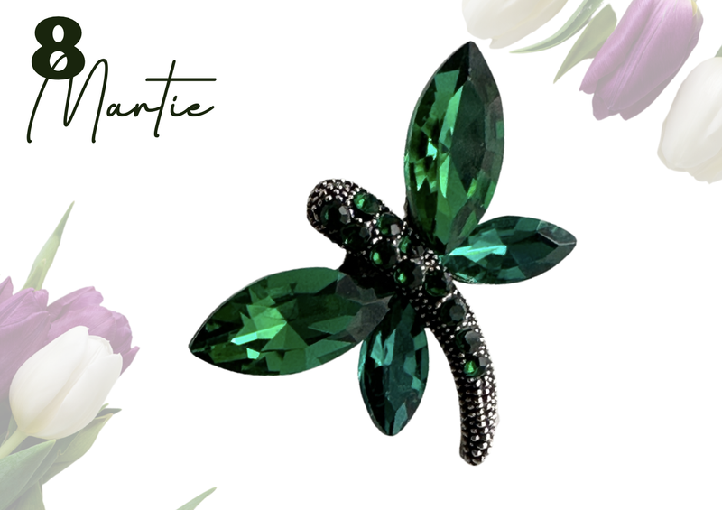 Brosa Fluture verde cu cristale  3x4 cm  BR23.058