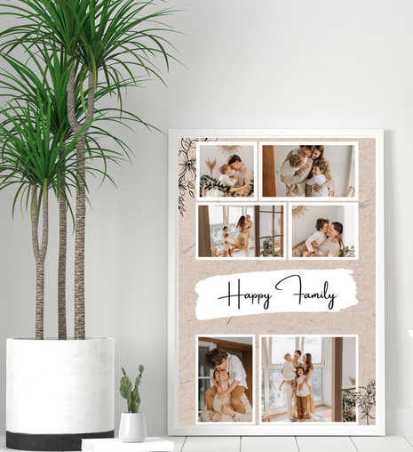 Tablou personalizat cu 6 poze de familie - Cadoul ideal pentru familie TA4_P3 Happy Family