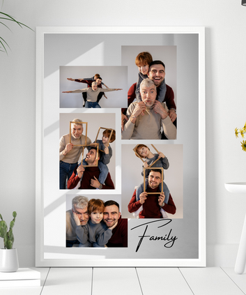 Tablou personalizat cu 5 poze de familie - Cadoul ideal pentru familie TA4_P7 Happy Family