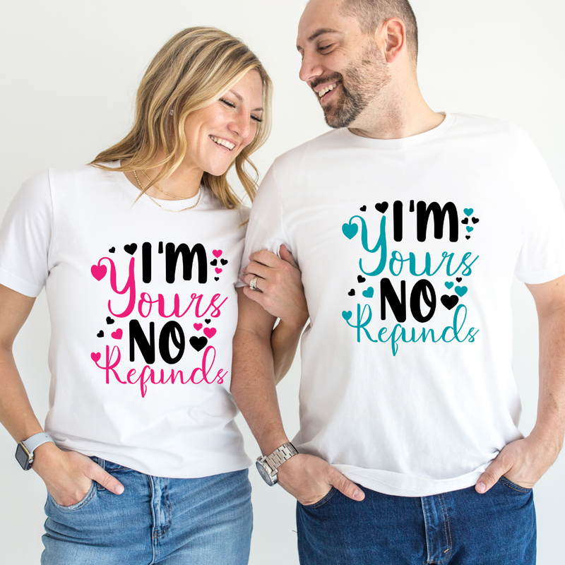 Set tricouri pentru cuplu personalizate Valentines Day VD2429 Im yours no refund