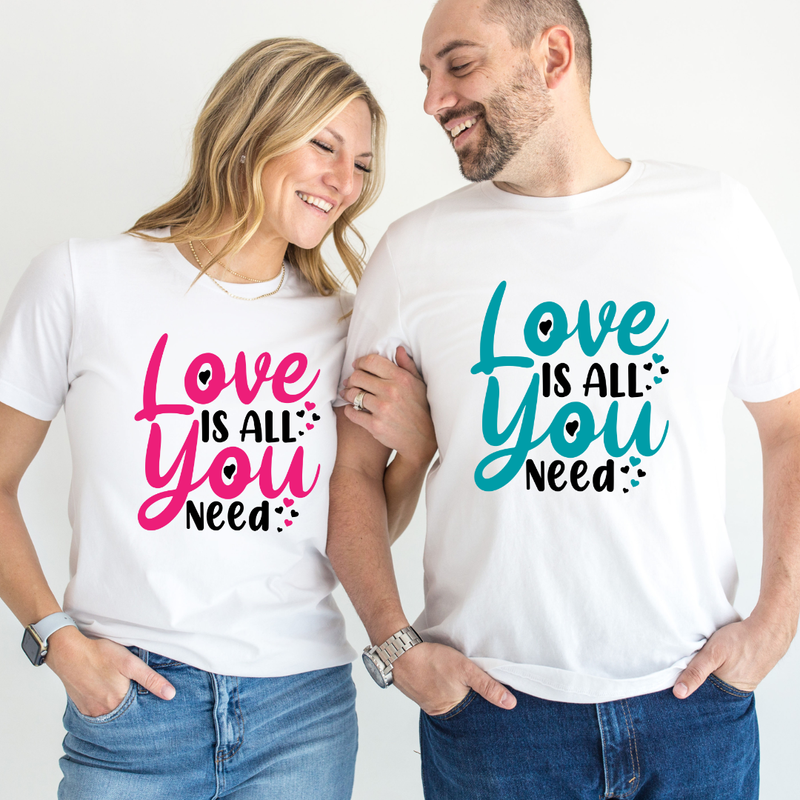 Set tricouri pentru cuplu personalizate Valentines Day VD2430 Love is all I need