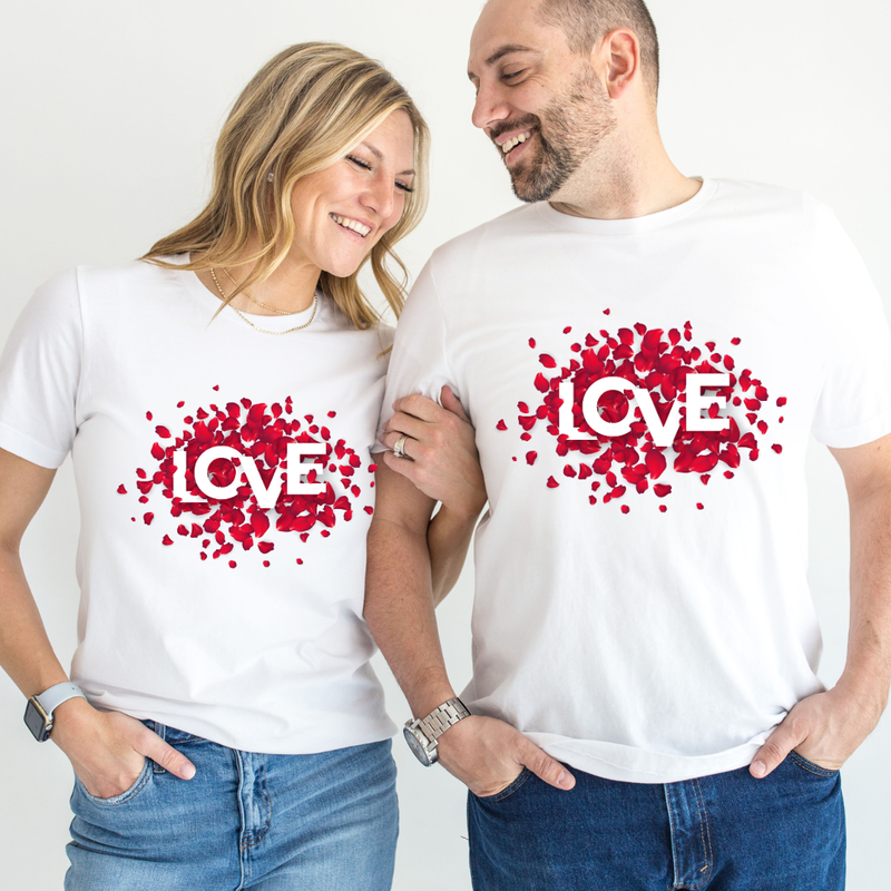 Set tricouri pentru cuplu personalizate Valentines Day VD2403W LOVE