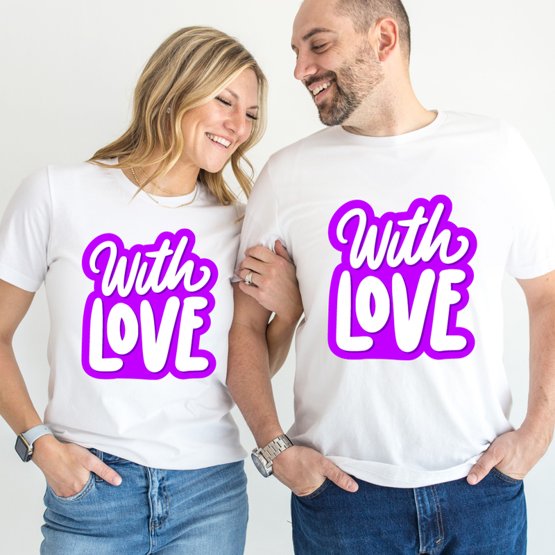 Set tricouri pentru cuplu personalizate Valentines Day VD2416 With love