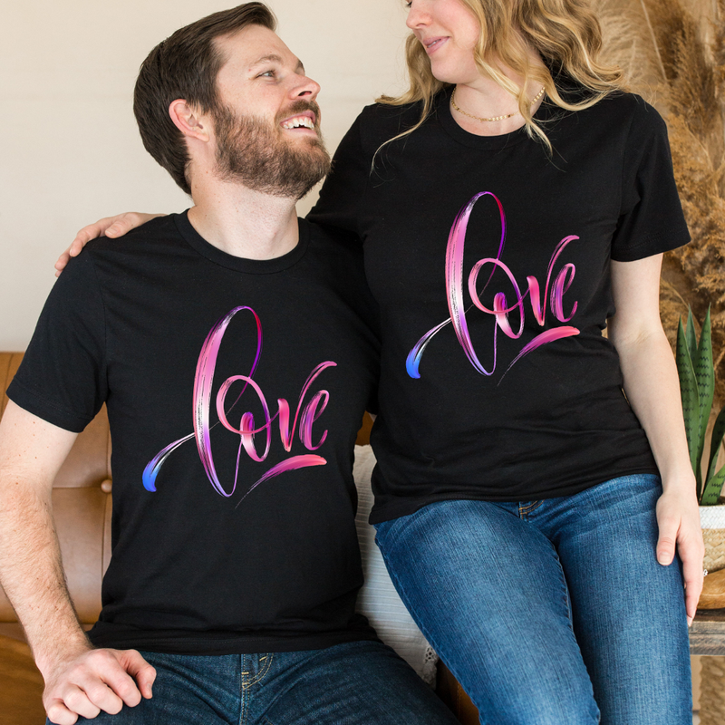 Set tricouri pentru cuplu personalizate Valentines Day VD2404 LOVE
