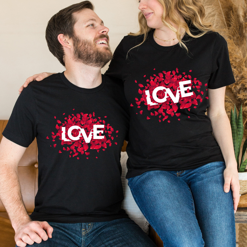 Set tricouri pentru cuplu personalizate Valentines Day VD2403 LOVE