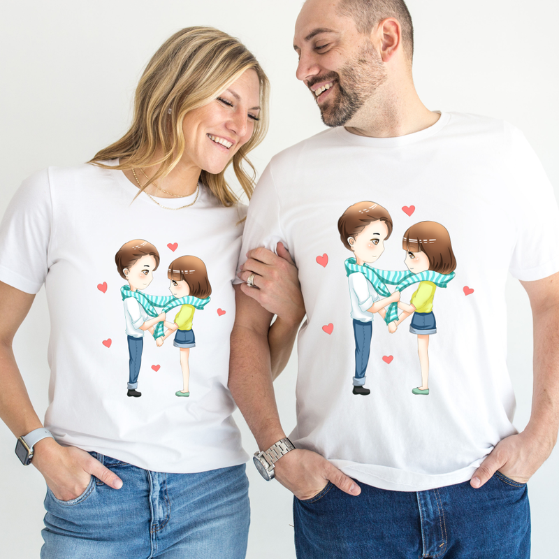 Set tricouri pentru cuplu personalizate Valentines Day VD2448 I love you