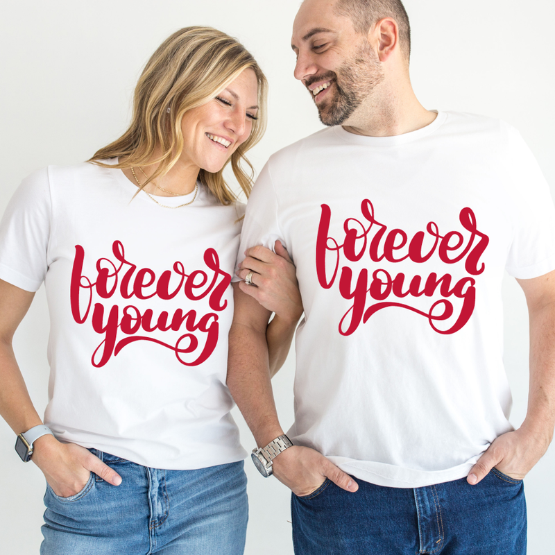 Set tricouri pentru cuplu personalizate Valentines Day VD2412 Forever Young