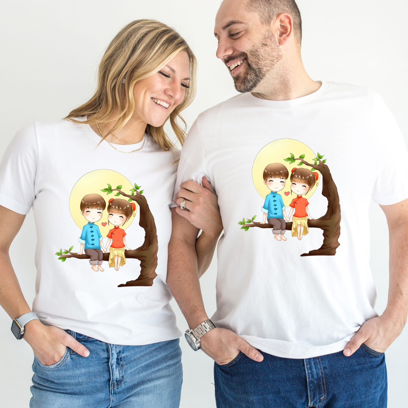 Set tricouri pentru cuplu personalizate Valentines Day VD2449 I love you