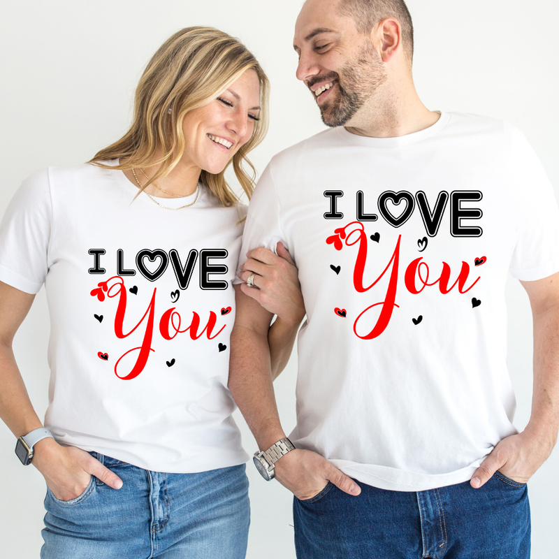 Set tricouri pentru cuplu personalizate Valentines Day VD2428 I LOVE YOU