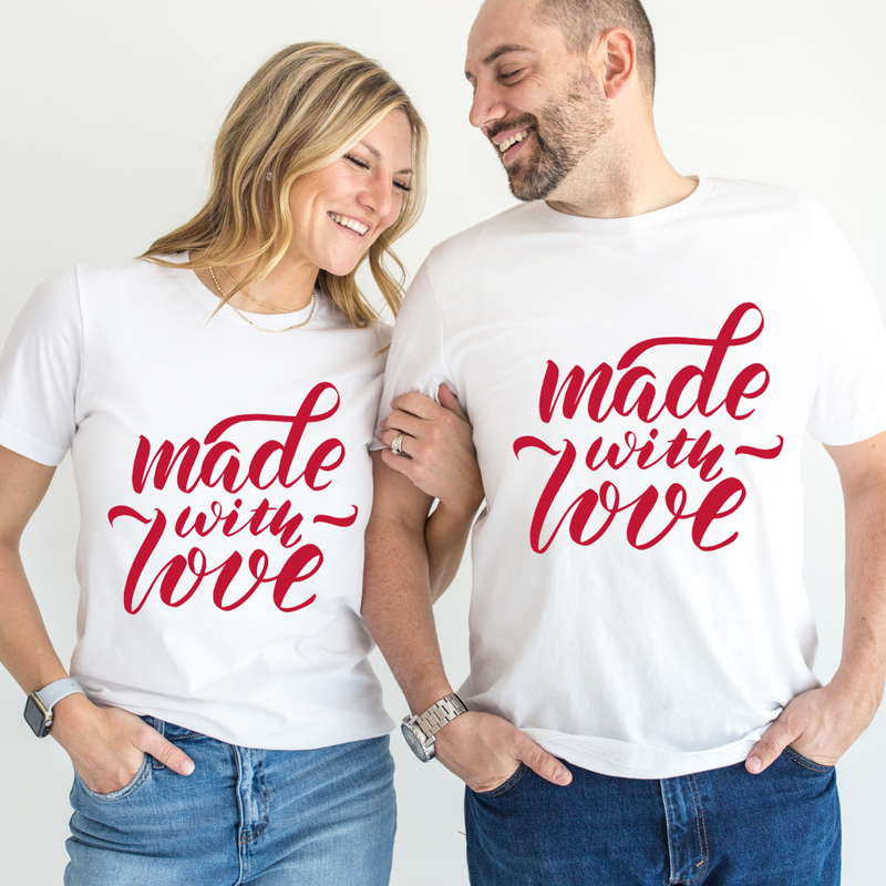 Set tricouri pentru cuplu personalizate Valentines Day VD2413 Made with love