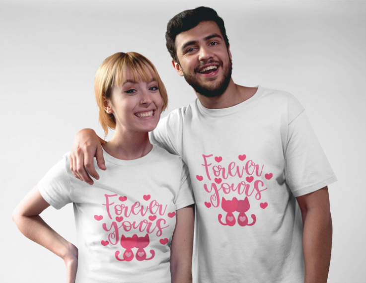 Set de tricouri cuplu Forever Yours  personalizate cu tematica Valentines Day