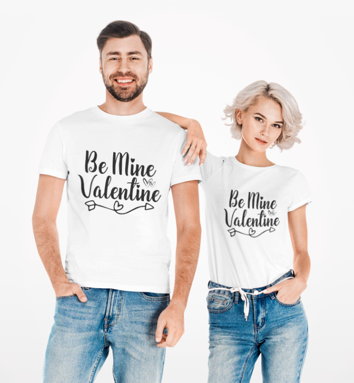 Set de tricouri cuplu Be Mine Valentines personalizate cu tematica Valentines Day