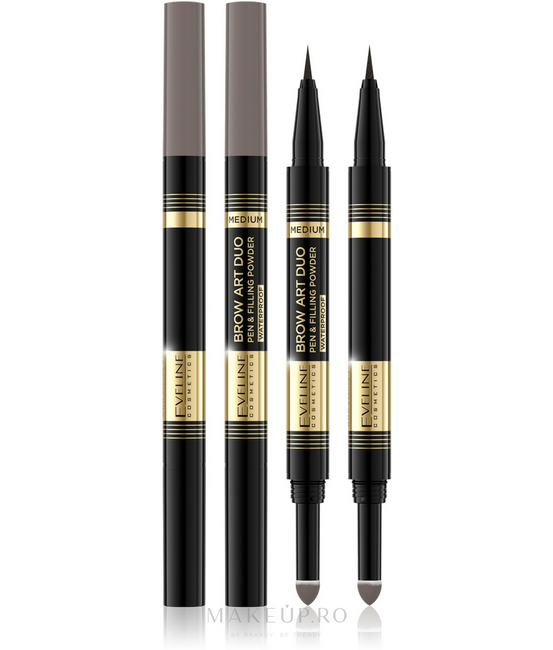Creion -pudra pentru sprancene 2 in 1 Eveline Cosmetics Brow Art DU0 Waterproof  medium