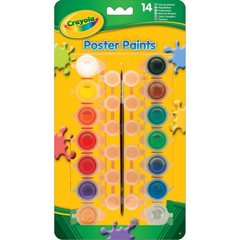 Set 14 acuarele Crayola cu pensula,Multicolor,Lavabile