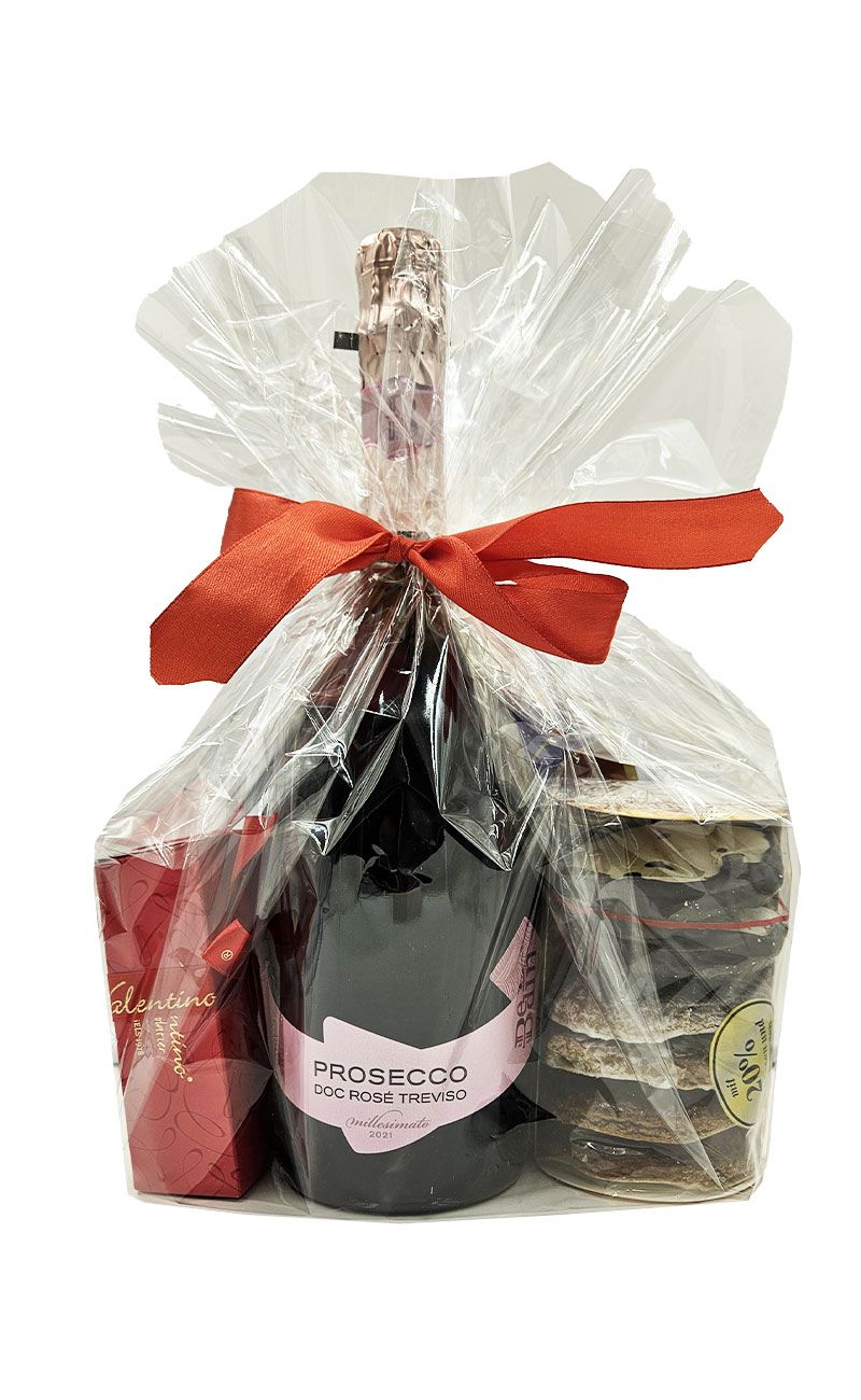 CADOU PACHET VALENTINE`S PROSECCO ROSE+DULCIURI