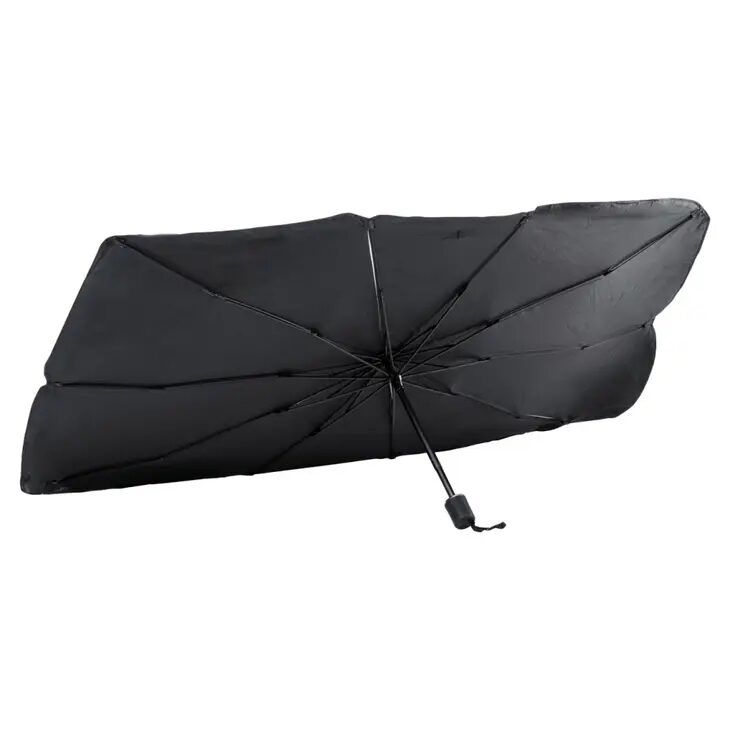 Parasolar pliabil tip umbrela pentru interior parbriz, 124 x 64 cm, negru