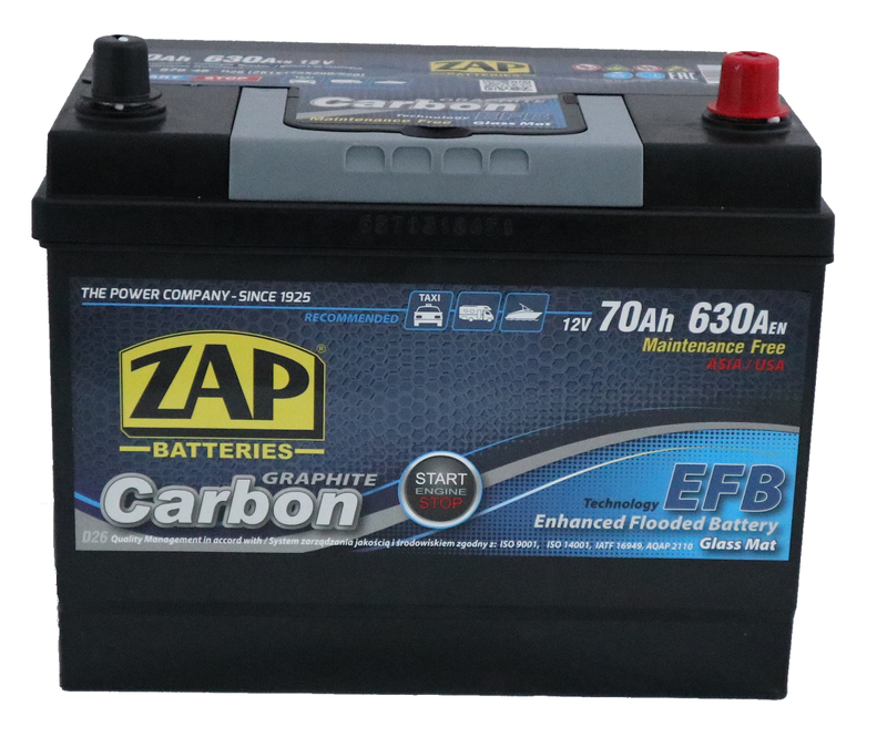 Baterie auto ZAP CARBON EFB Japan Start &amp; Stop 70Ah