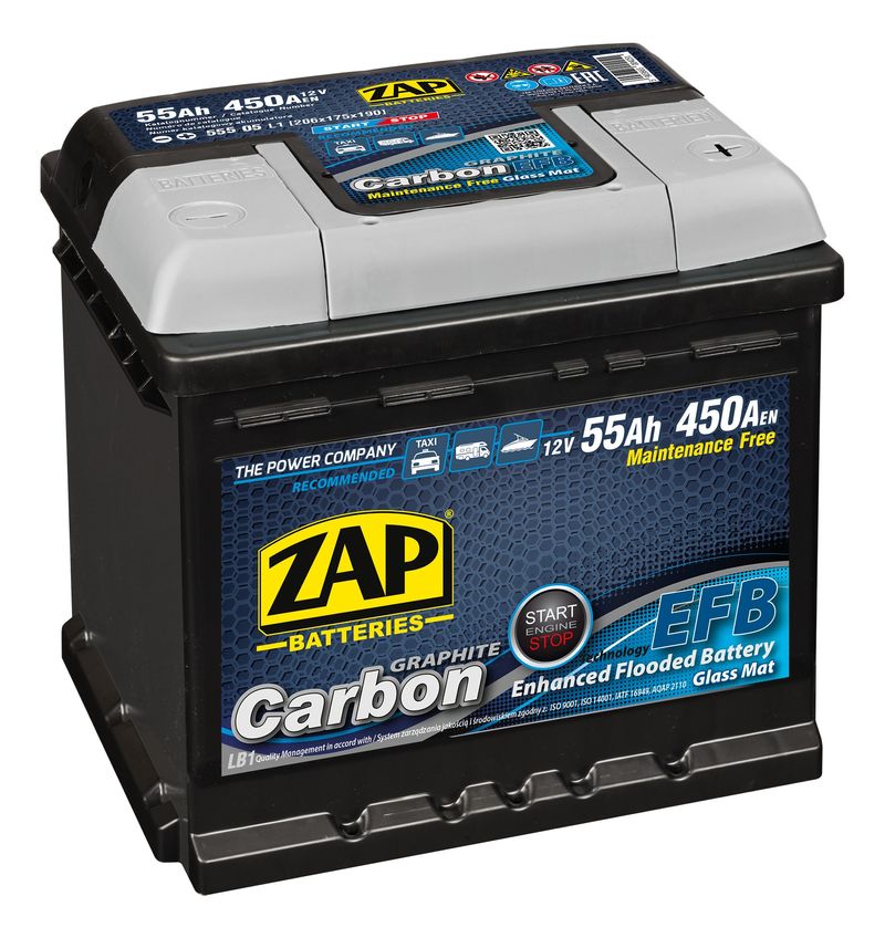 Baterie auto ZAP CARBON EFB Start &amp; Stop 55Ah