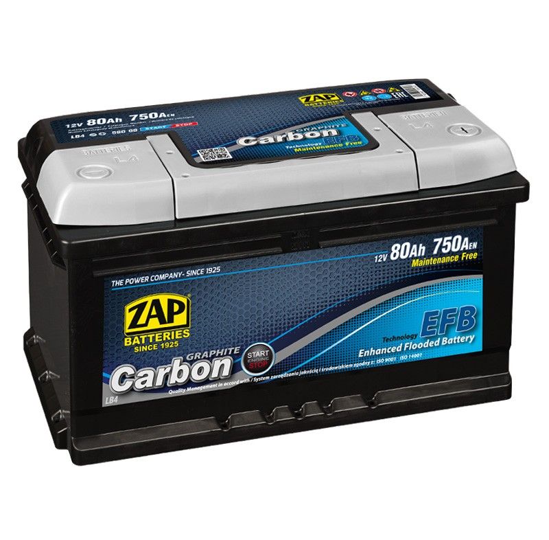 Baterie auto ZAP CARBON EFB Start &amp; Stop 80Ah