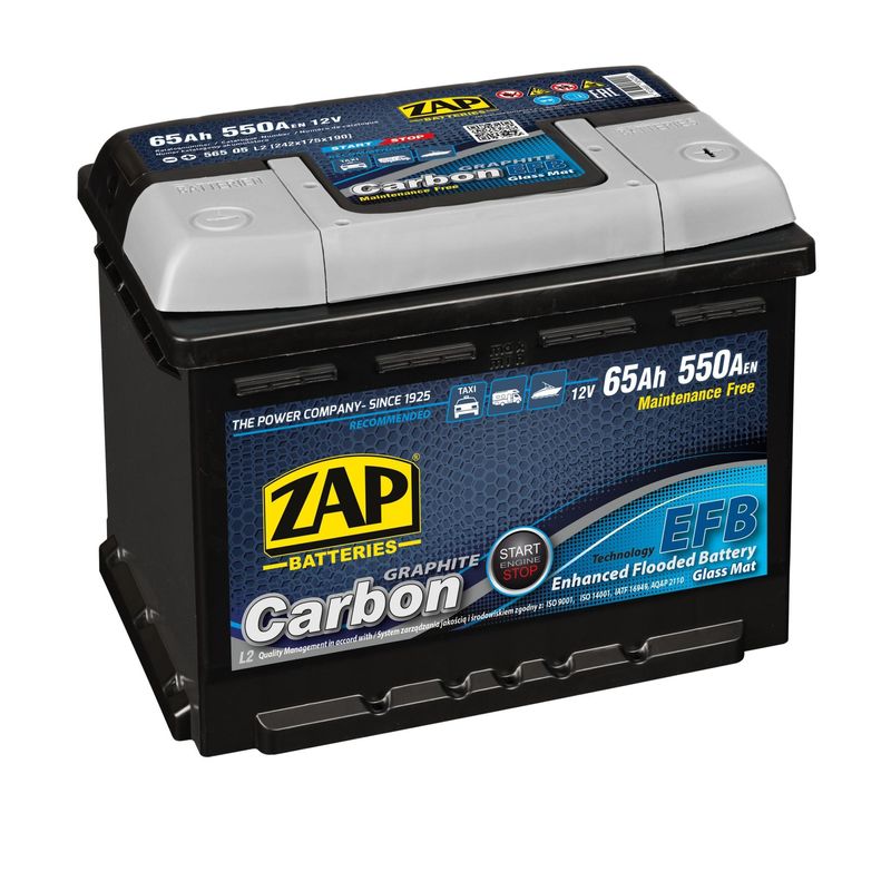 Baterie auto ZAP CARBON EFB Start &amp; Stop 65Ah