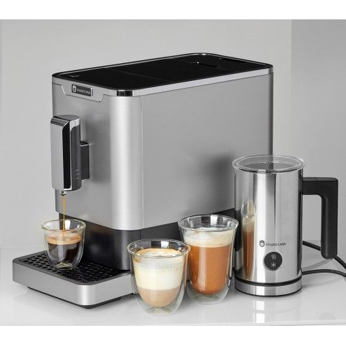 Pachet Espressor cafea automat  Studio Casa DIVA DE LUXE, cafea boabe, 1.1 l, 1470W,  19Bar,inox +Aparat Spumat Lapte
