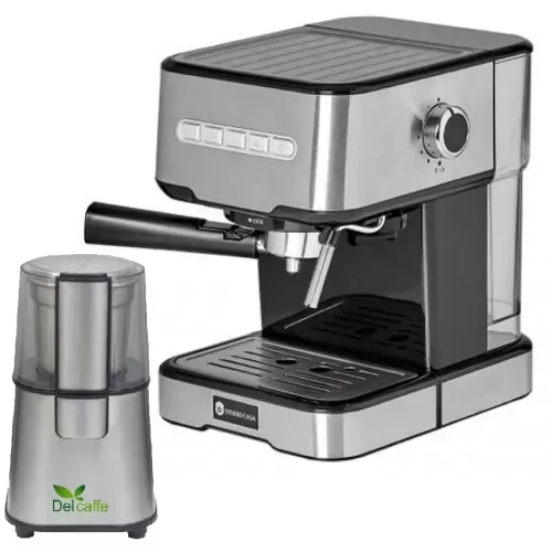 Pachet Espressor manual Studio Casa Espresso Mio Sc 2001, 850 W, 15 Bar, 1.2 L, Inox + Rasnita Del Caffe Grind Master, 220W, 60G