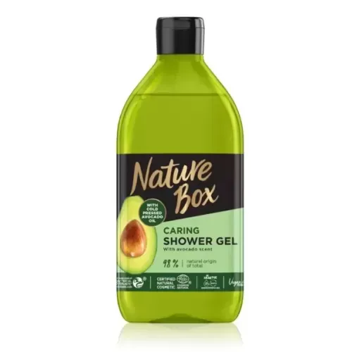 Gel de dus Nature Box cu ulei de avocado 100% presat la rece, vegan, 385 ml