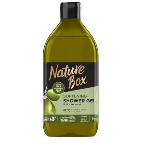 Gel de dus Nature Box, cu ulei de masline 100% presat la rece, vegan, 385 ml
